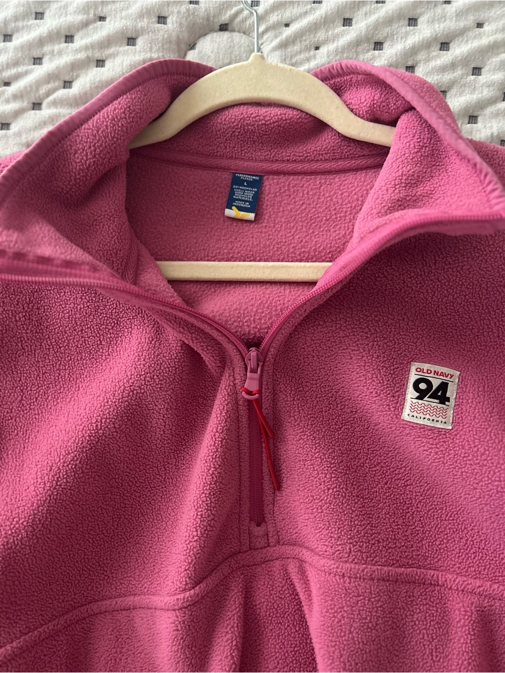 Old Navy Bright Pink Quarter-Zip Fleece Pullover